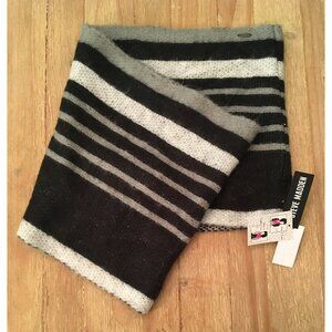 Steve Madden Good Sport Striped Infinity Scarf Black Gray 100% Acrylic One Size